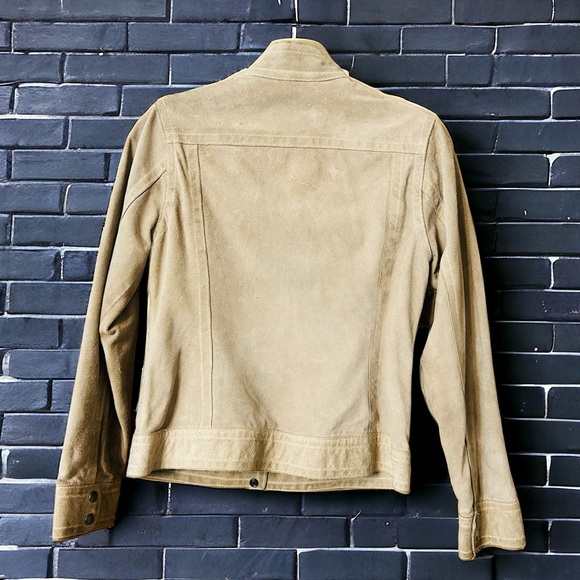 Banana Republic Cream Tan Suede Leather Moto Jacket | Size PXS | - Picture 10 of 16